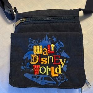 NAVY WALT DISNEY WORLD PARK CROSSBODY BAG/ or WEAR AROUND WAIST.